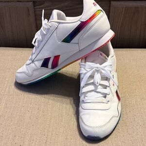 Reebok Women's White Sneakers with Rainbow Accents